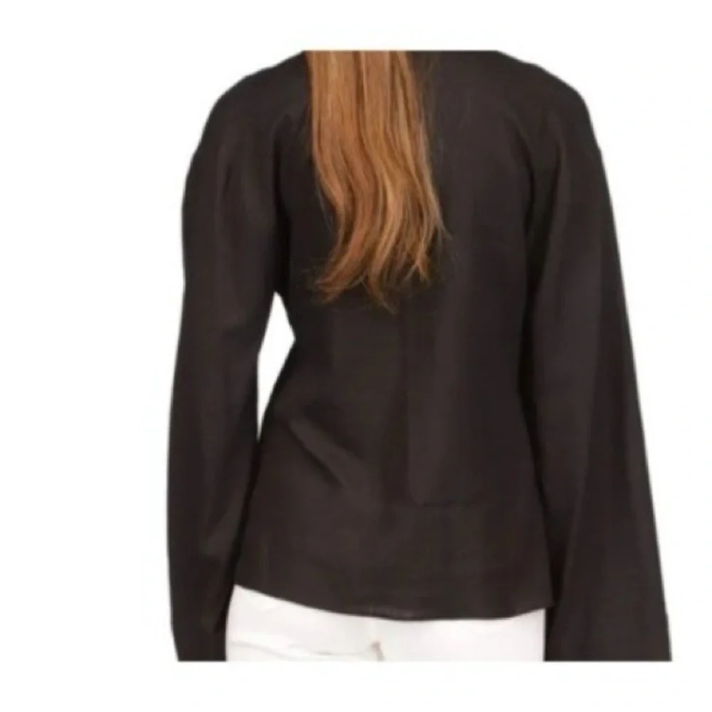 Michael Kors Black Bell Sleeve Blouse with Tie Front - Picture 3 of 3